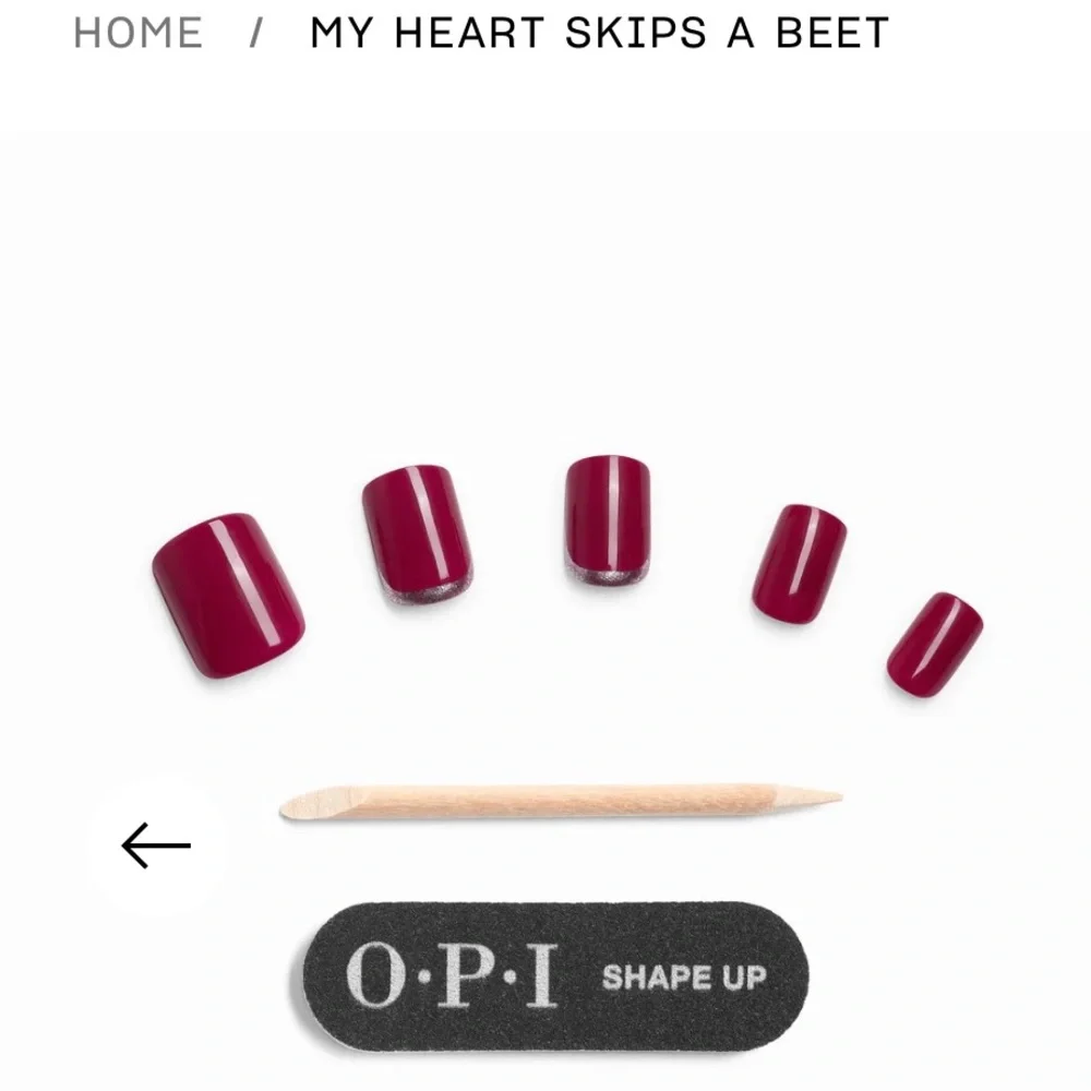 OPI Vibrant Press-On Nails My Heart Skips a beet short squoval NEW IN BOX